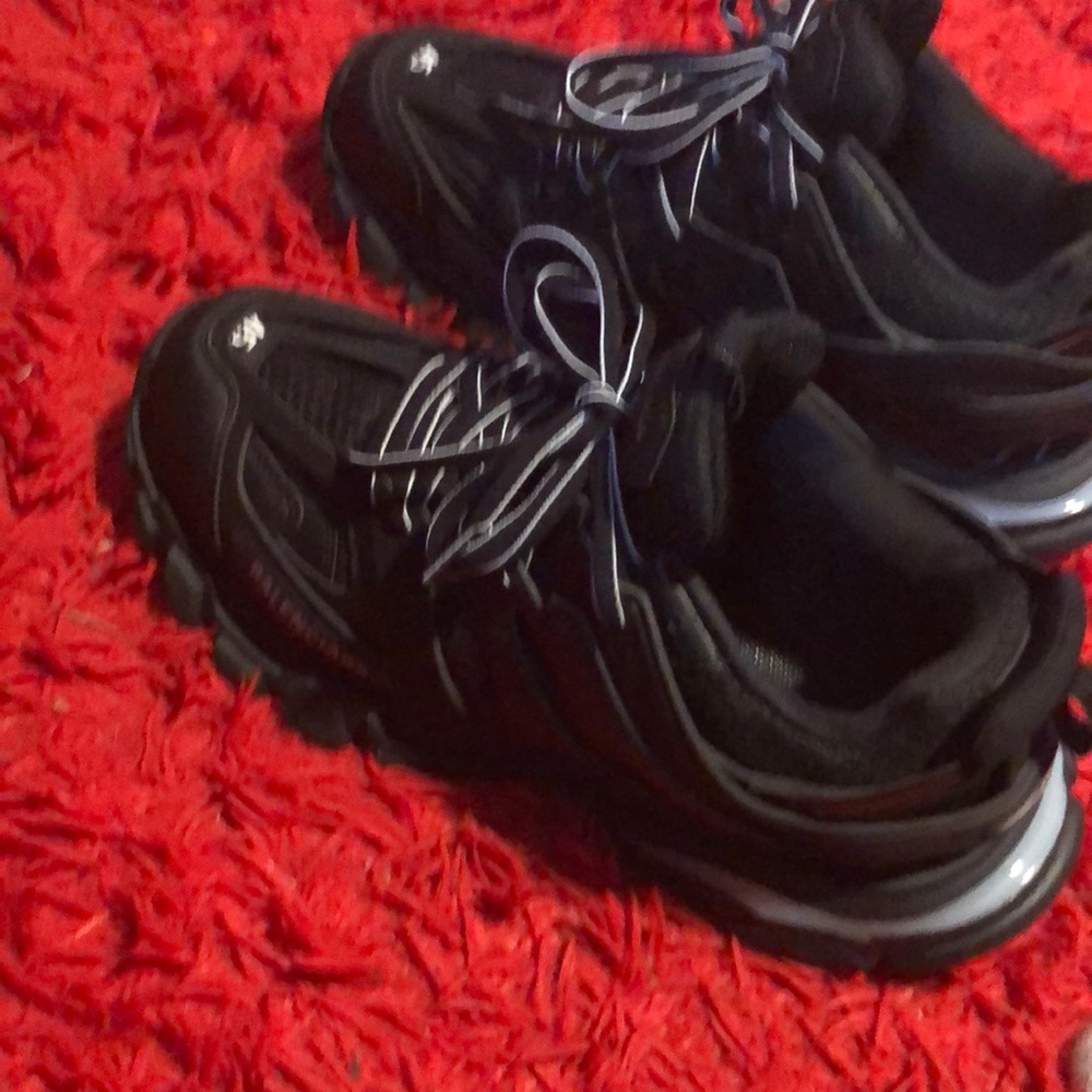 Balenciaga Black Athletic Shoes with White Accents